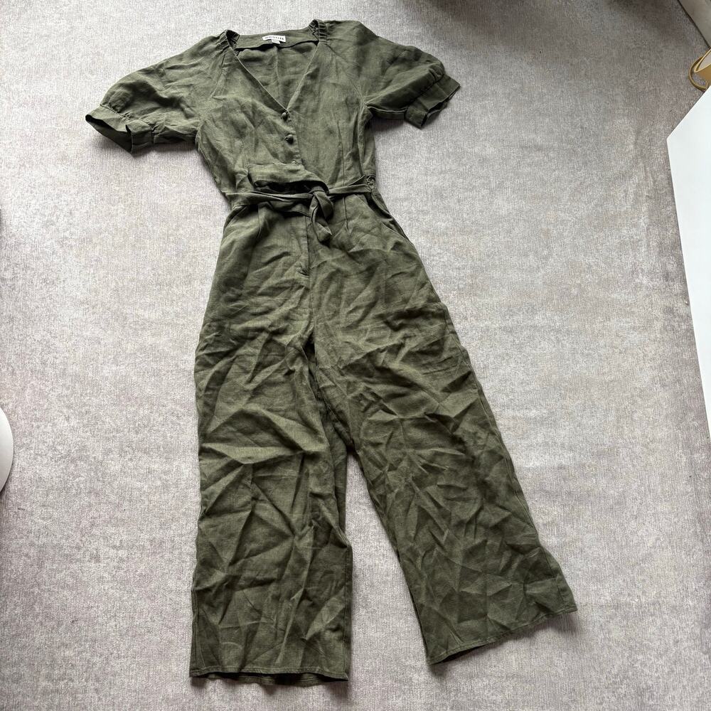 Whistles Olive Green Linen Jumpsuit